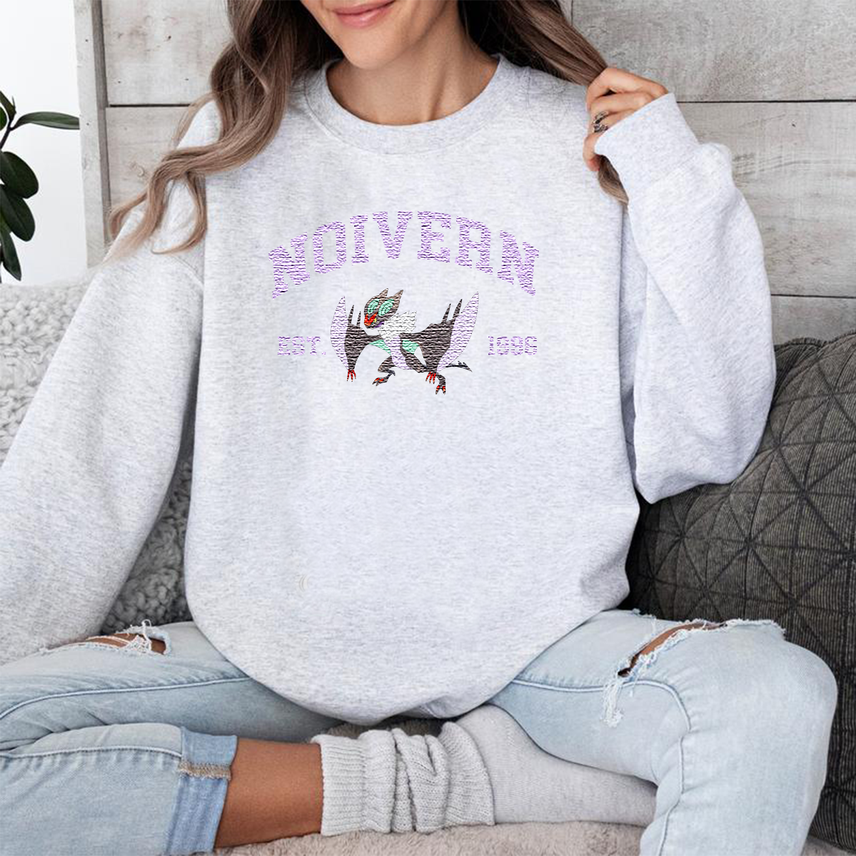 Noivern Adorable Anime-Themed Embroidered T-Shirt,Crewneck,Hoodie-Trendy Versatile and a Thoughtful Gift for Friends,H-C-1013