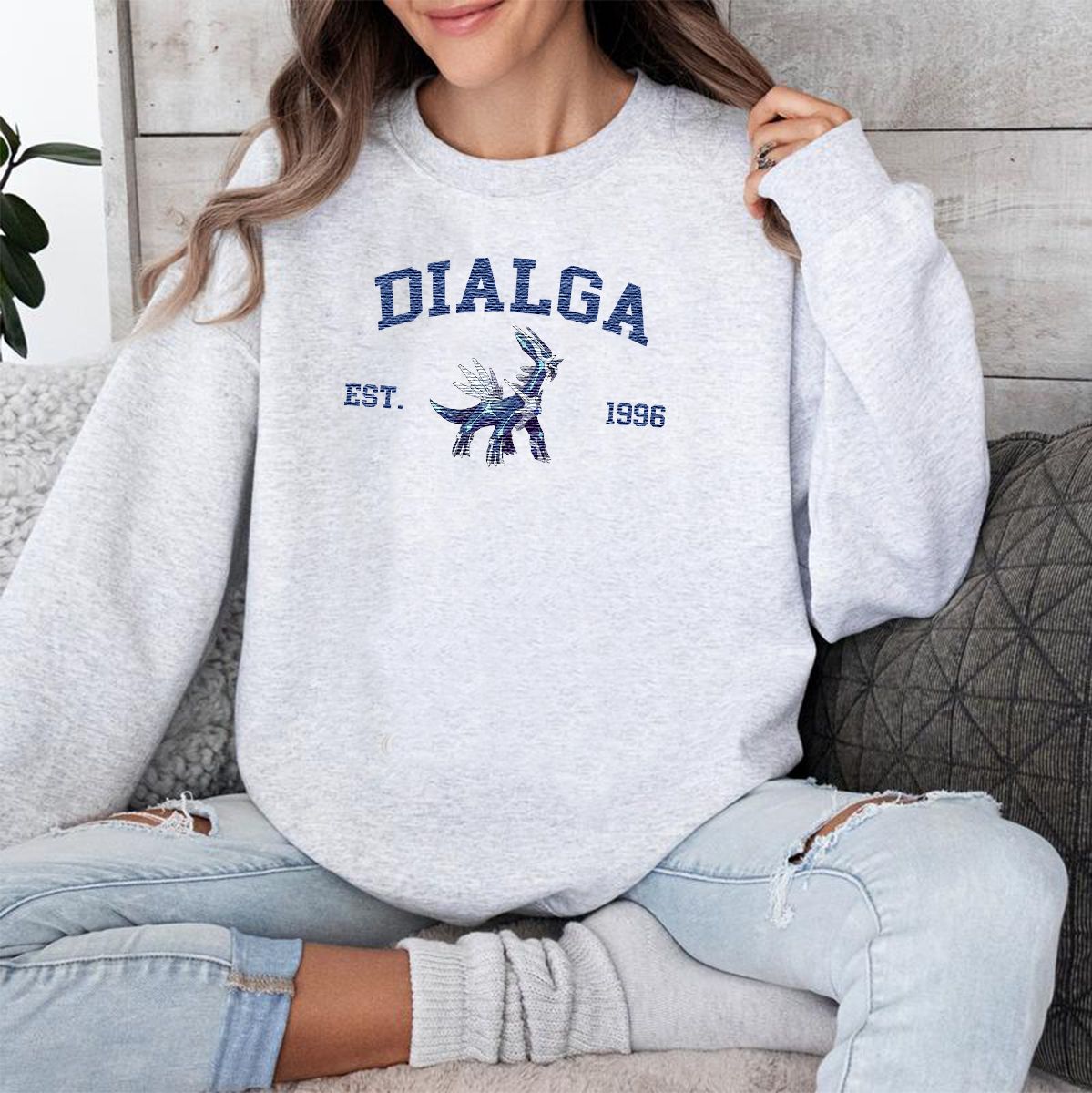 Dialga Adorable Anime-Themed Embroidered T-Shirt,Crewneck,Hoodie-Trendy Versatile and a Thoughtful Gift for Friends,H-C-1116