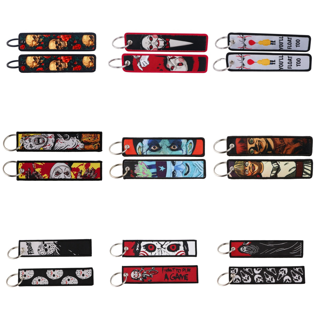 Halloween Cartoon Horror Woven Lanyard Keychain – Fabric Badge Holder for Students & Campus Use,029