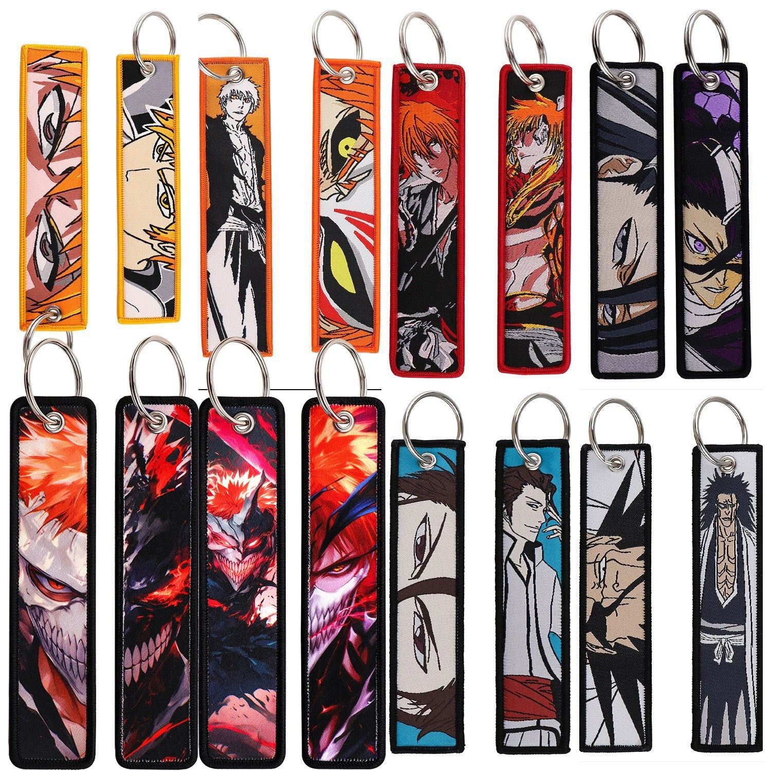 Anime Bleach Woven Keychain with Cartoon Lanyard, Student Campus Access & Office ID Badge Holder, Fabric Keychain,013