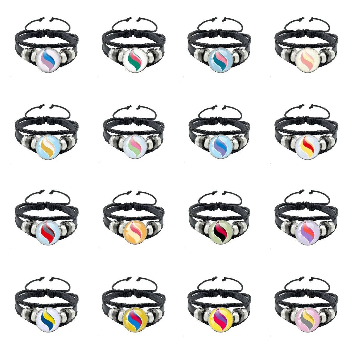 Leather Cord Snap Bracelet with Mega Evolution Stone,Perfect Gift for Friends and Family,B01