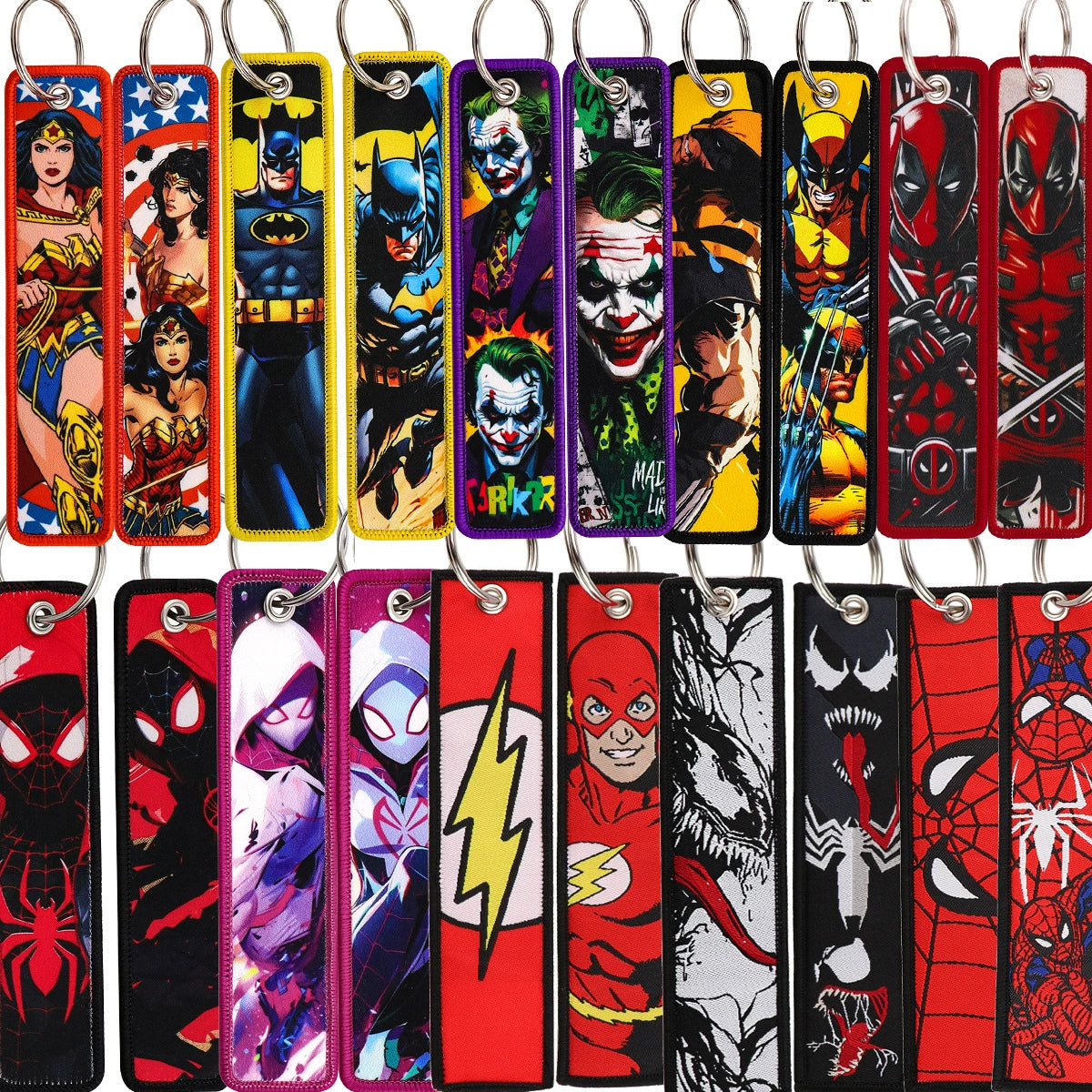 Cartoon Hero Lanyard Keychain – Woven Fabric ID Badge Holder for Students & Office Use,028