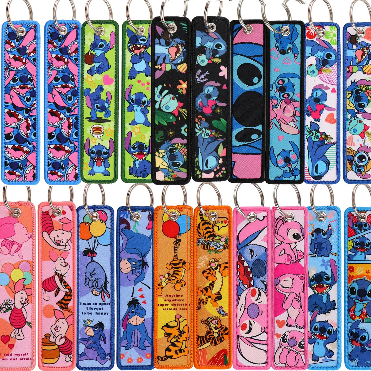 Stitch Cartoon Lanyard Keychain – Woven Fabric ID Badge Holder for Students, Office, Keys, and Accessories,025