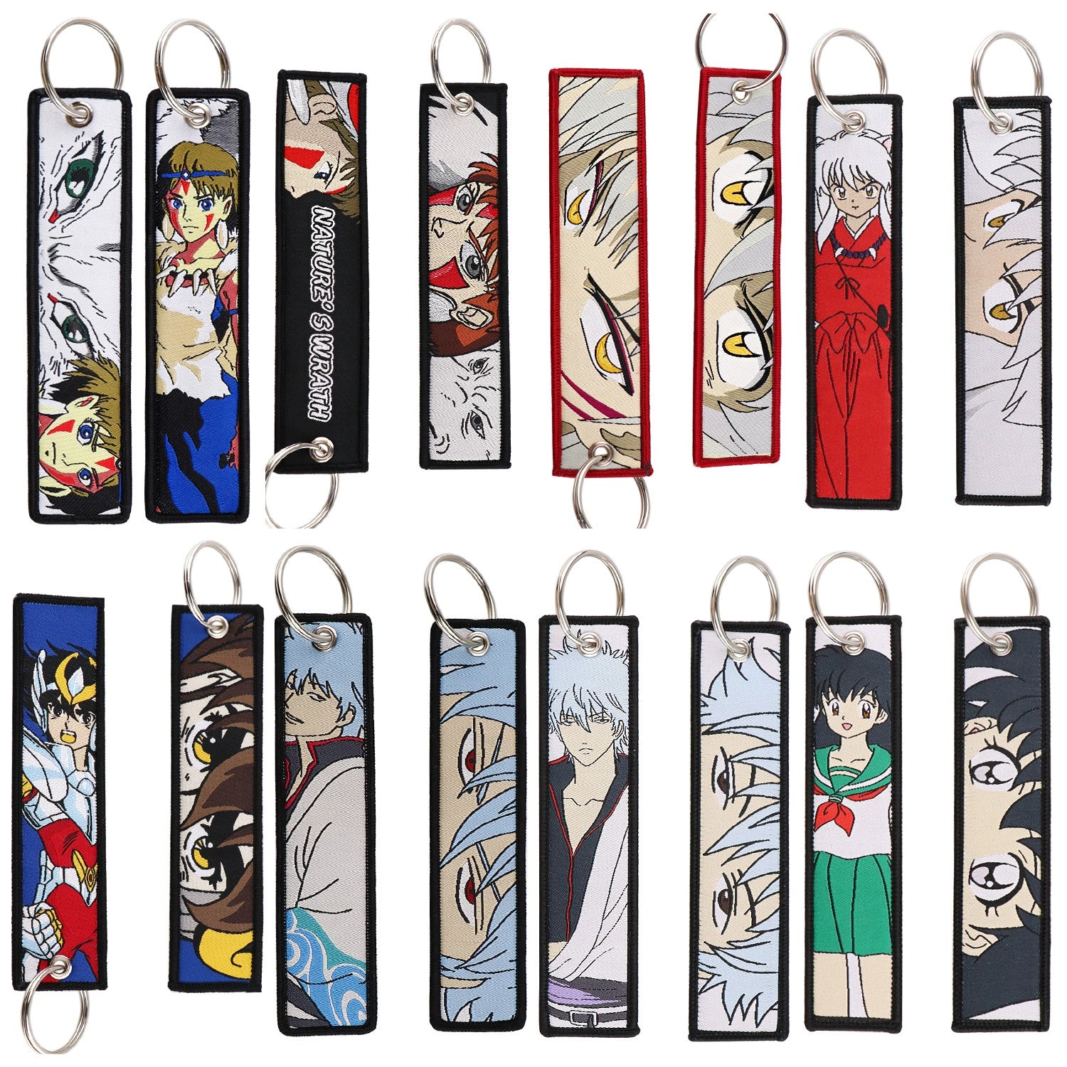 Cartoon Inuyasha Woven Keychain Strap, Ghost Gintama Pendant, Woven Fabric Key Accessories, Fullmetal Alchemist Keychain Charm,014