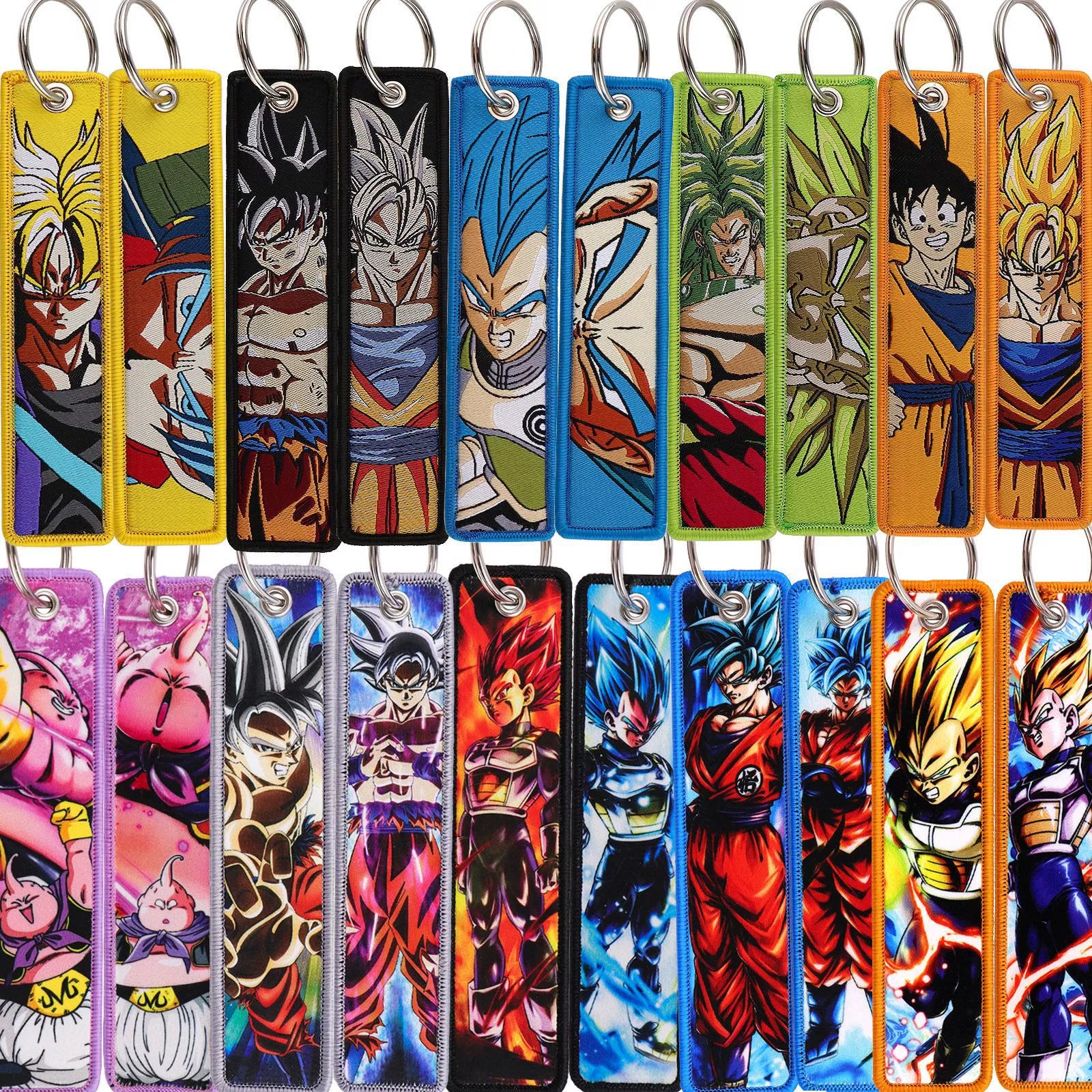 Dragon Ball Woven Keychain Lanyard - Goku & Vegeta Cartoon Character Campus Strap,Fabric Craft Pendant,022
