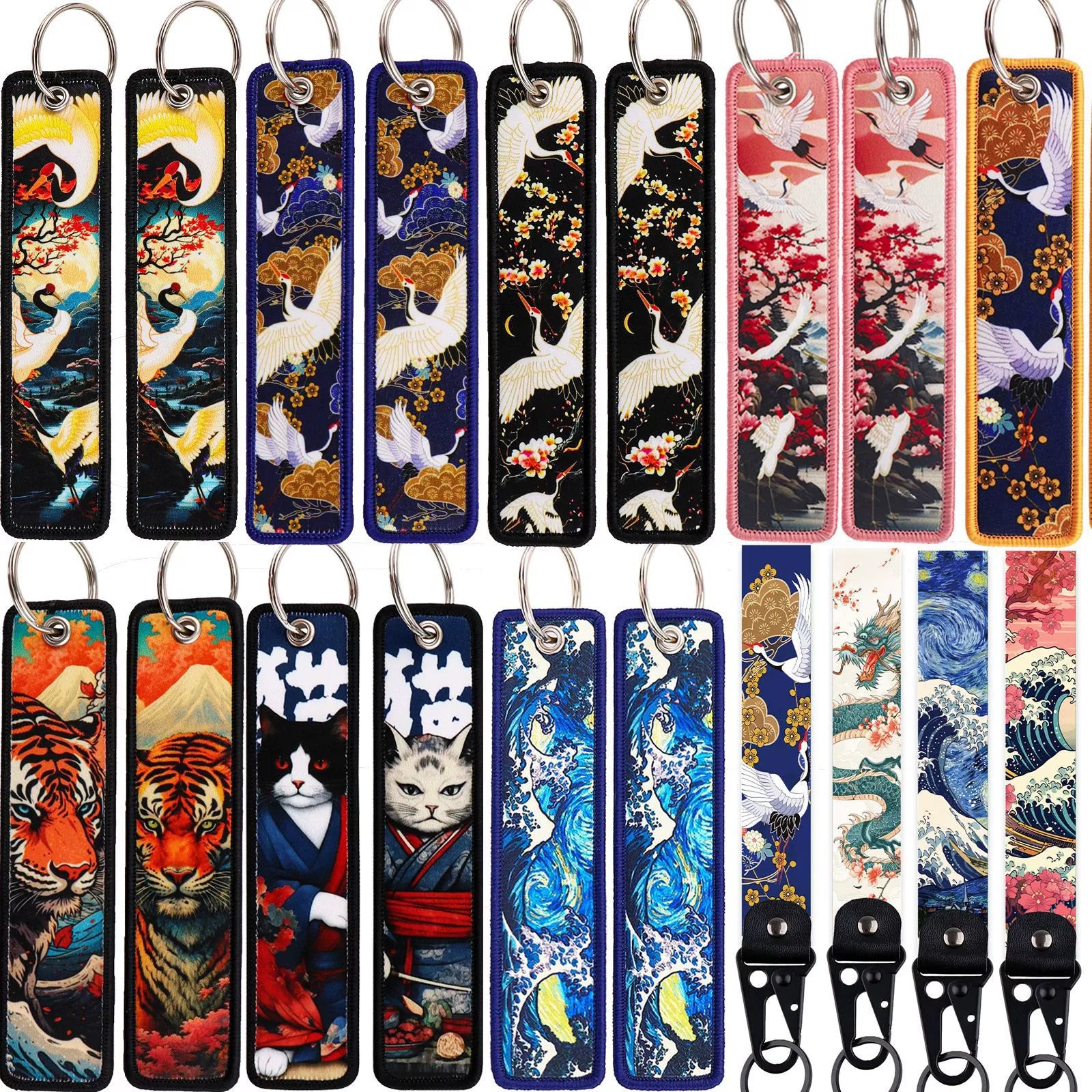 Cartoon Animal Eagle Beak Keychain Pendant,Japanese Style Wave Jacquard Keychain,Keychain with Traditional Chinese Style Lanyard Decoration,015