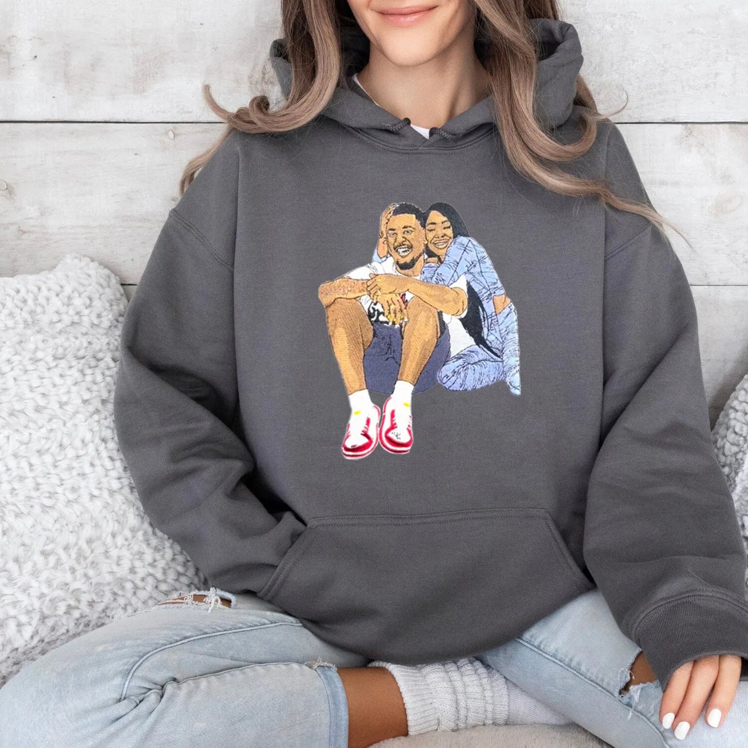 Personalized Couple Full-Color Embroidered Sweatshirt-The Perfect Gift for Your Love,M01