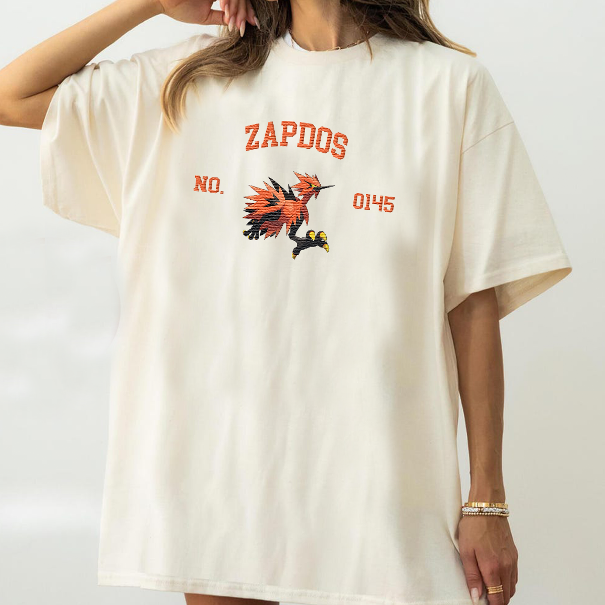 Zapdos Anime-Themed Embroidered T-Shirt,Crewneck,Hoodie-Trendy Versatile and a Thoughtful Gift for Friends,H-C-1841
