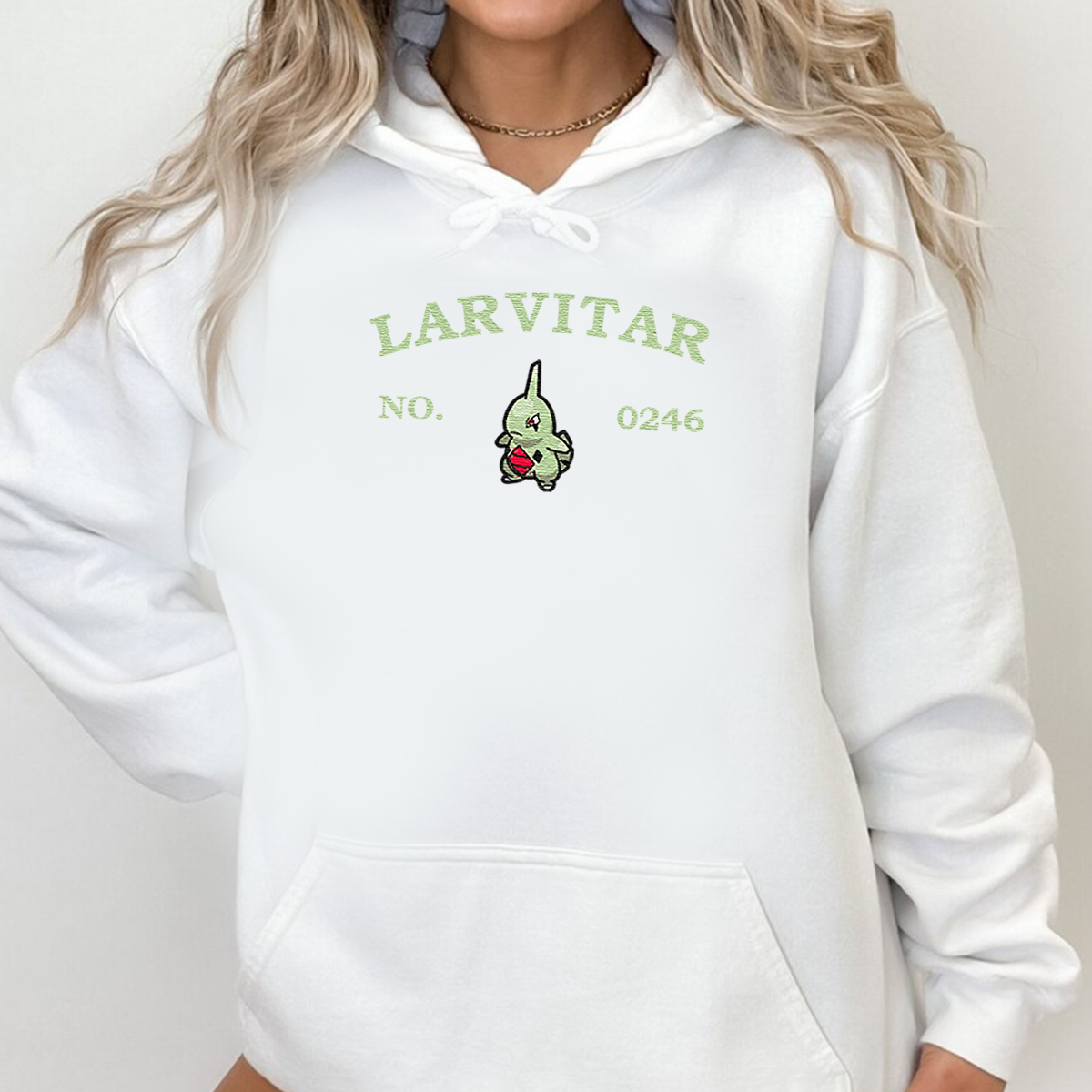 Larvitar-Q.Adorable Anime-Themed Embroidered T-Shirt,Crewneck,Hoodie-Trendy Versatile and a Thoughtful Gift for Friends,H-C-1226