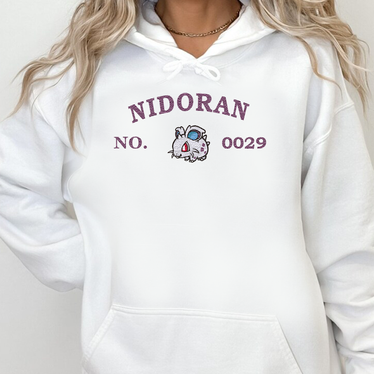 Nidoran-Q. Adorable Anime-Themed Embroidered T-Shirt,Crewneck,Hoodie-Trendy Versatile and a Thoughtful Gift for Friends,H-C-1263