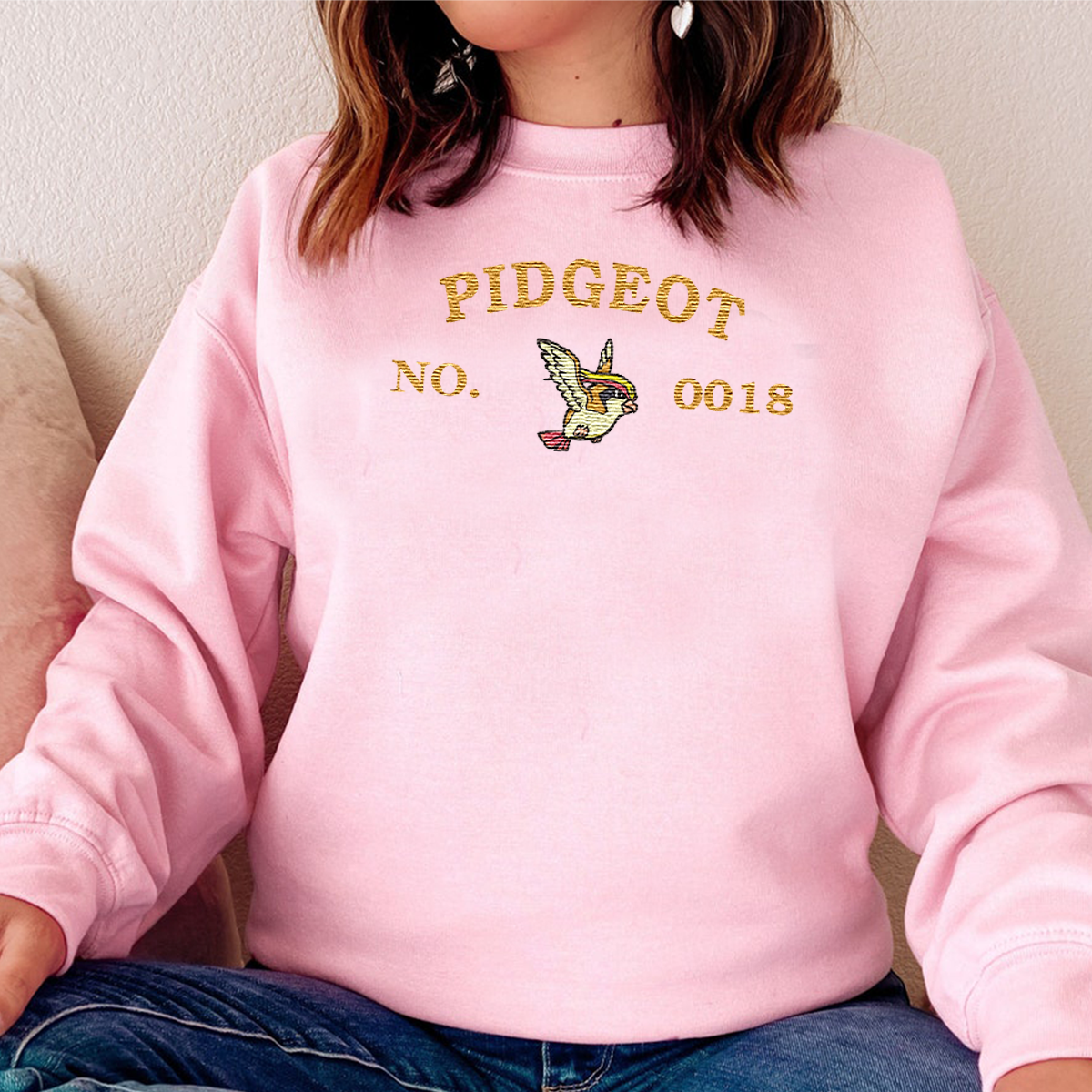 Pidgeot-Q. Adorable Anime-Themed Embroidered T-Shirt,Crewneck,Hoodie-Trendy Versatile and a Thoughtful Gift for Friends,H-C-1249