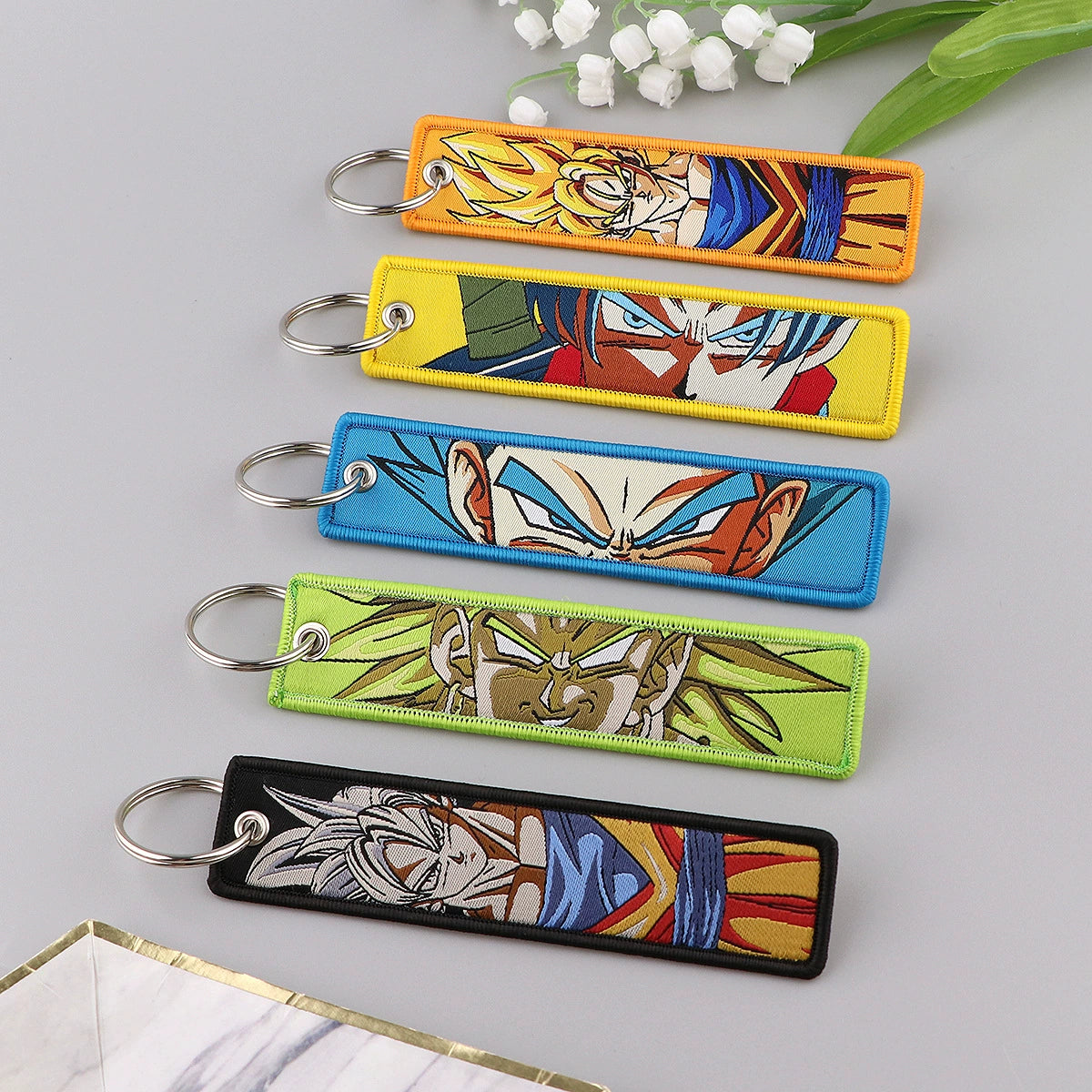 Dragon Ball Woven Keychain Lanyard - Goku & Vegeta Cartoon Character Campus Strap,Fabric Craft Pendant,022