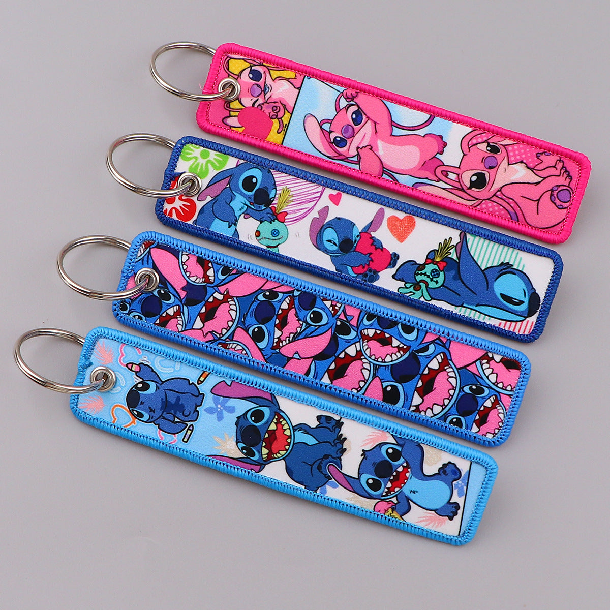 Stitch Cartoon Lanyard Keychain – Woven Fabric ID Badge Holder for Students, Office, Keys, and Accessories,025
