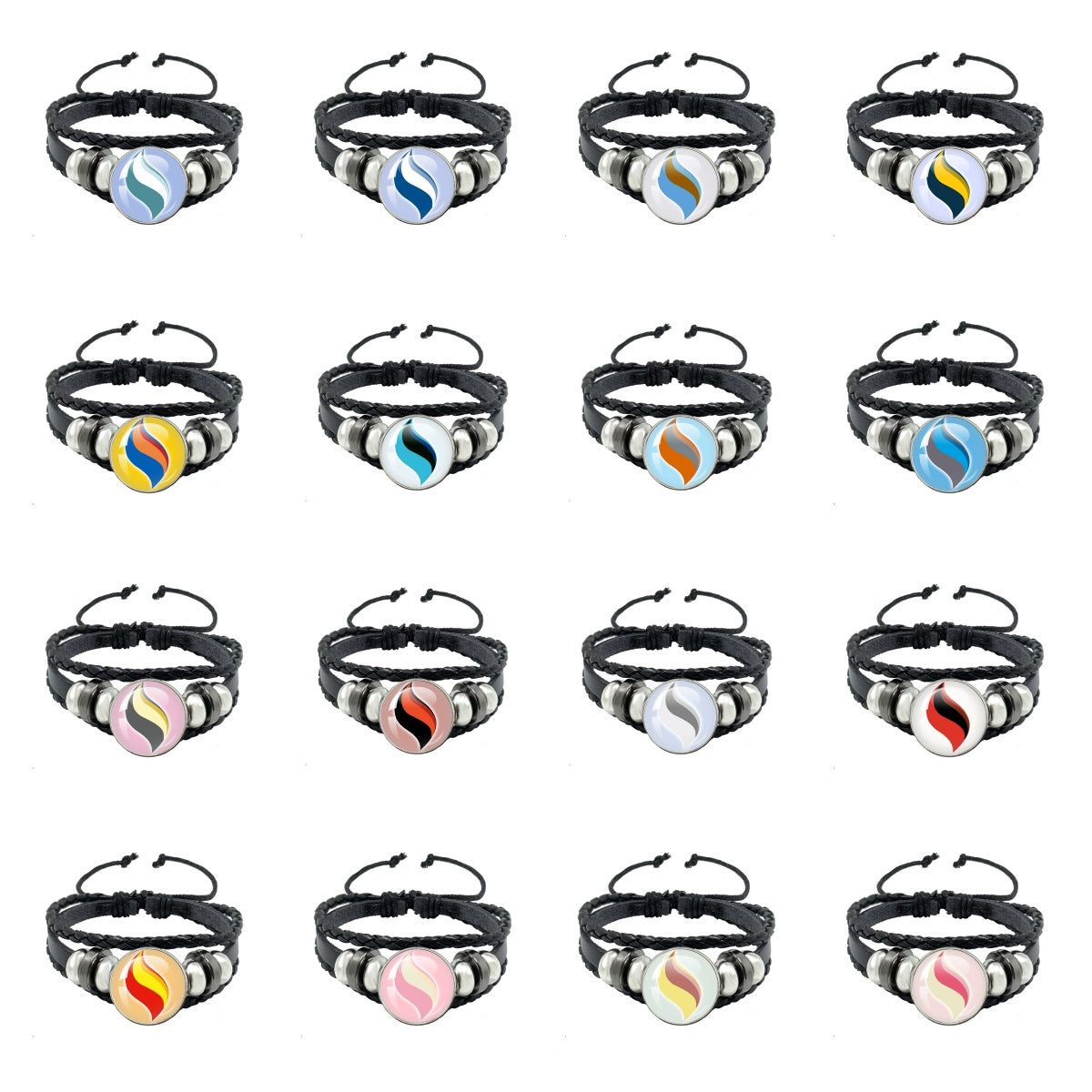 Leather Cord Snap Bracelet with Mega Evolution Stone,Perfect Gift for Friends and Family,B01