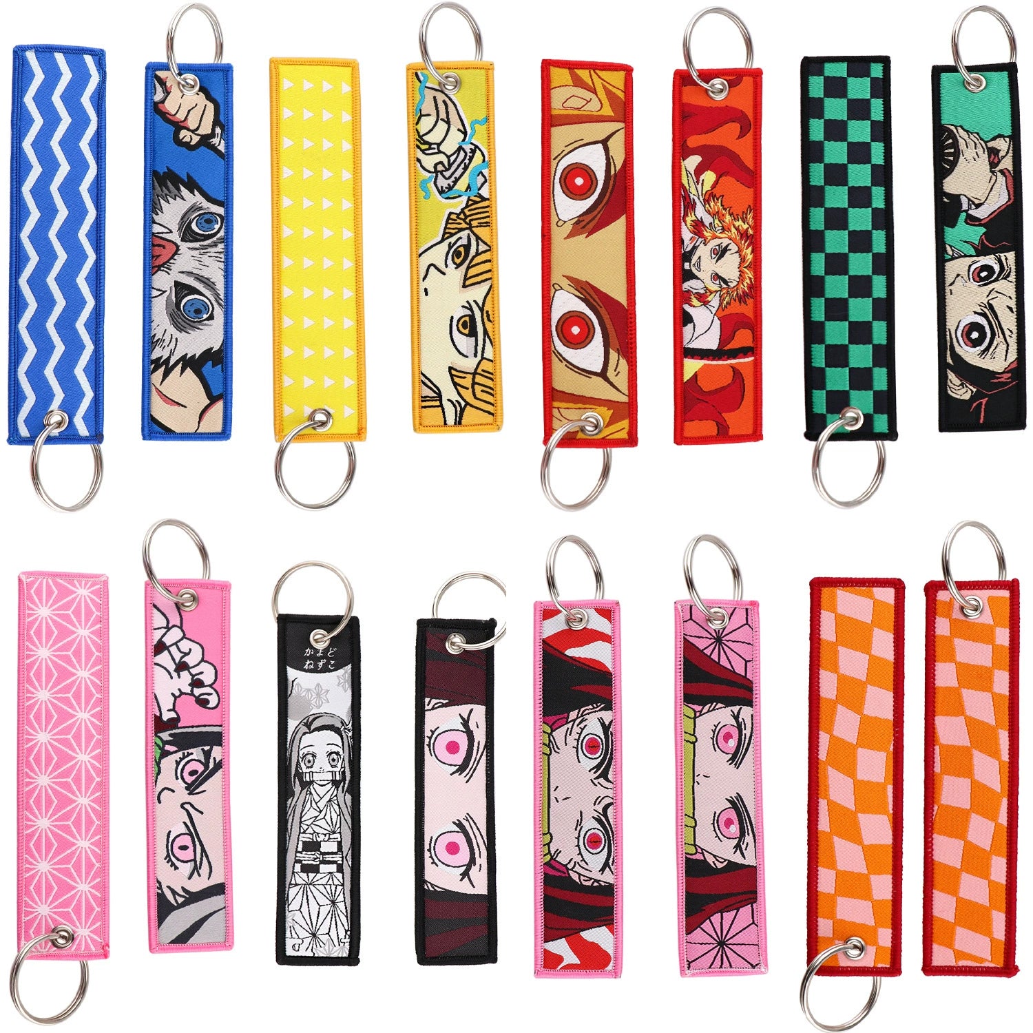 Cartoon Demon Slayer Jacquard Keychain Lanyard, Demon Access Card Holder, Fabric Keychain for ID and Office Badge,017