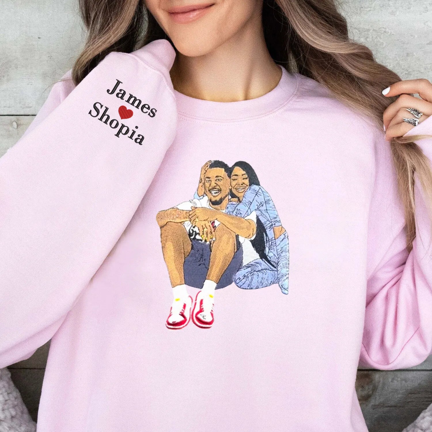 Personalized Couple Full-Color Embroidered Sweatshirt-The Perfect Gift for Your Love,M01