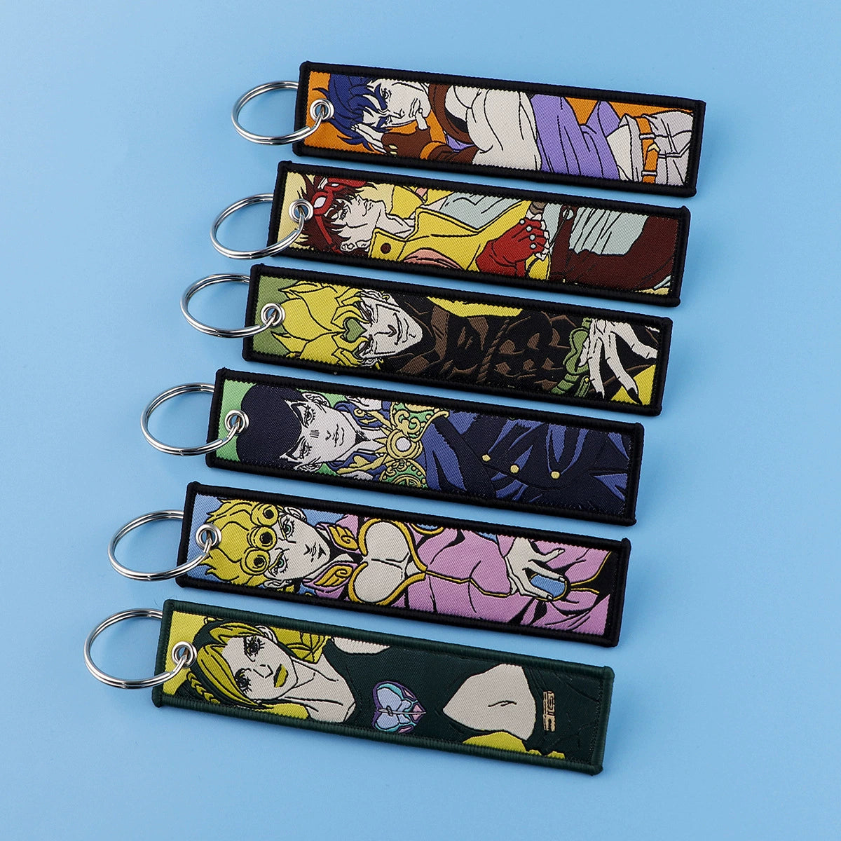 Berserk & JoJo Anime Woven Keychain – Fabric Key Ring with Berserk-Inspired Decorative Chain,026