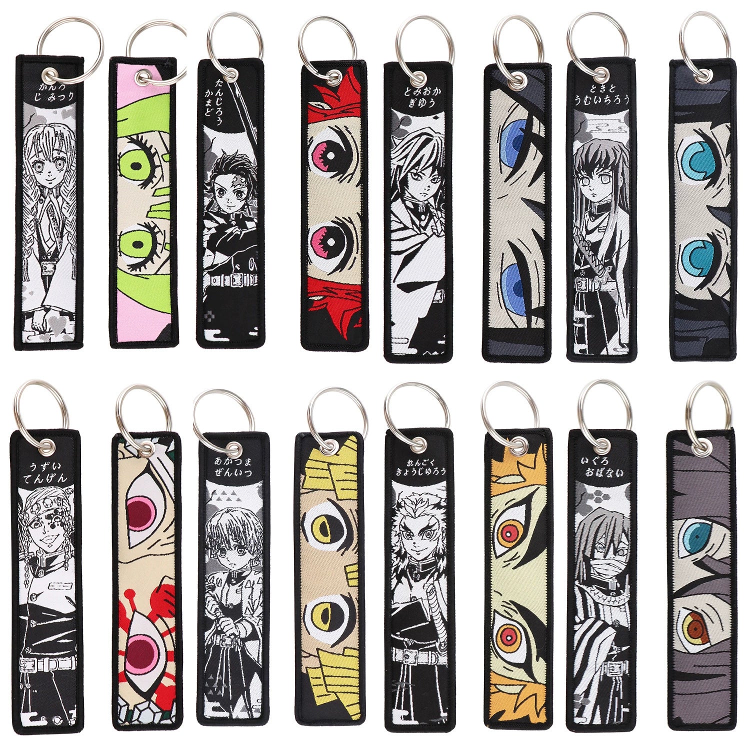Cartoon Demon Slayer Jacquard Keychain Lanyard, Demon Access Card Holder, Fabric Keychain for ID and Office Badge,017