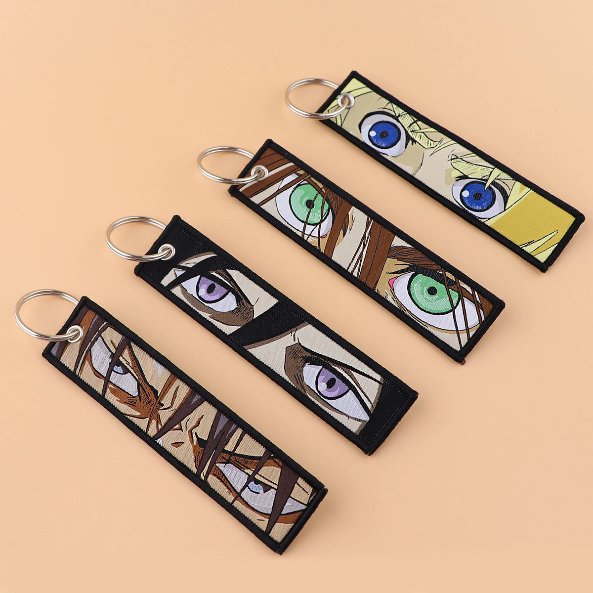 Cartoon Anime Attack on Titan Jacquard Keychain Lanyard, Access Card Holder, Fabric Keychain for ID and Office Badge,016