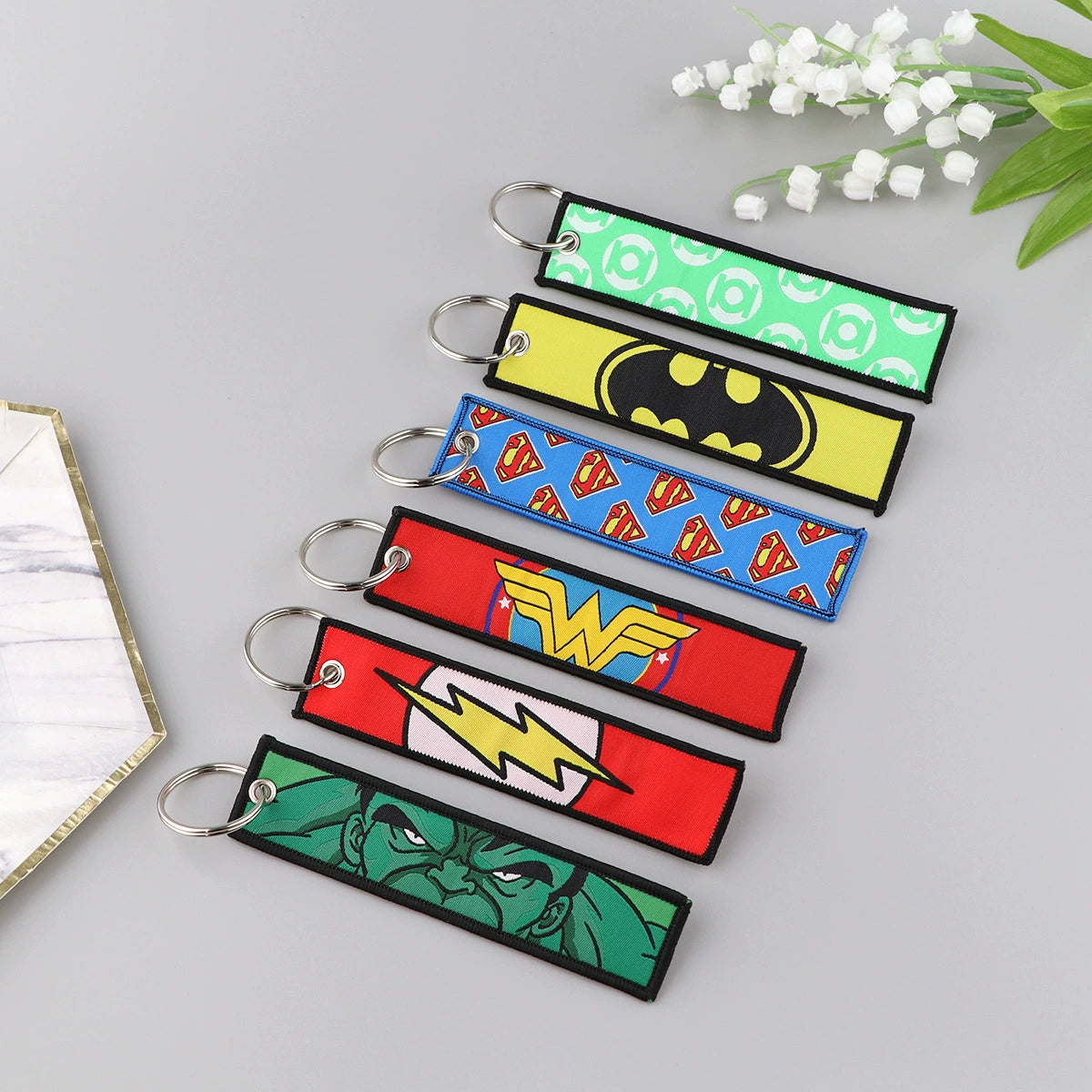 Cartoon Hero Lanyard Keychain – Woven Fabric ID Badge Holder for Students & Office Use,028