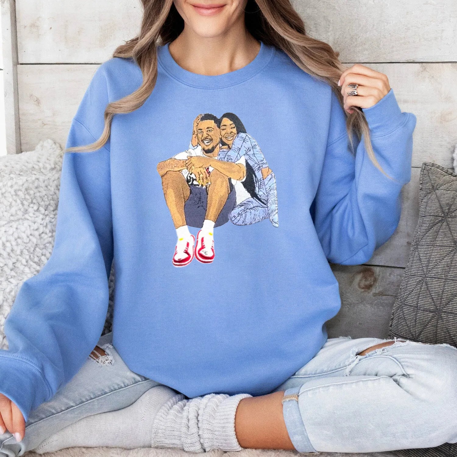 Personalized Couple Full-Color Embroidered Sweatshirt-The Perfect Gift for Your Love,M01