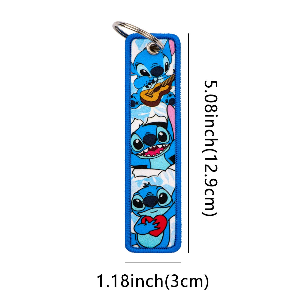 Stitch Cartoon Lanyard Keychain – Woven Fabric ID Badge Holder for Students, Office, Keys, and Accessories,025