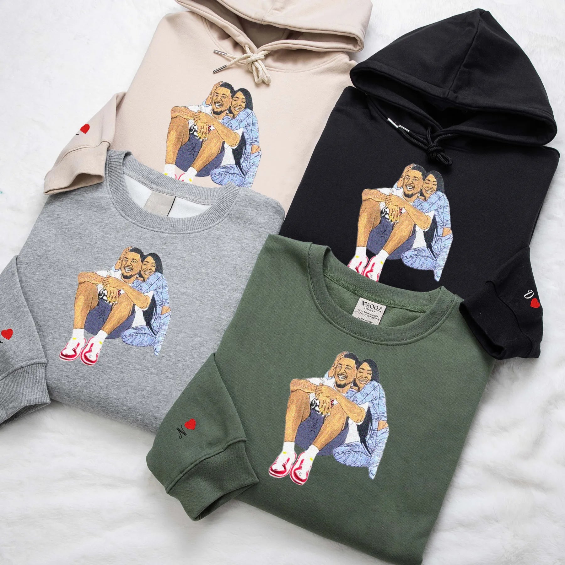 Personalized Couple Full-Color Embroidered Sweatshirt-The Perfect Gift for Your Love,M01