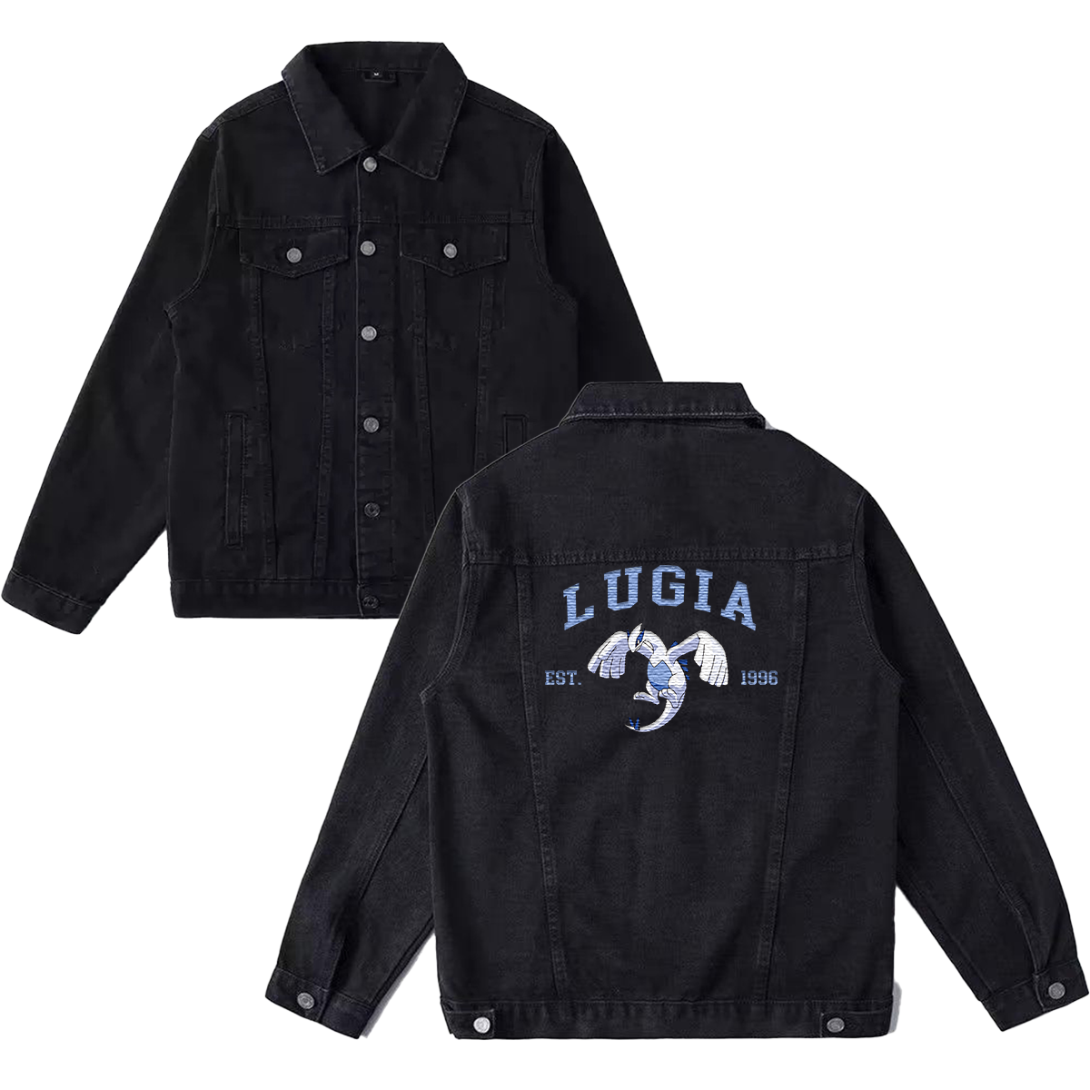Lugia Exquisite & Unique Fashion Embroidered Denim Jacket,with Pet Embroidery Design on Back,Trendy Denim Coat for Fans,J07