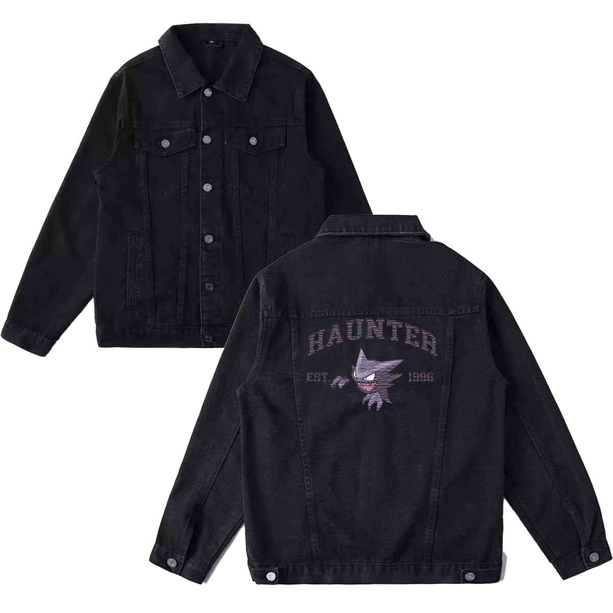 Haunter Exquisite & Unique Fashion Embroidered Denim Jacket,with Pet Embroidery Design on Back,Trendy Denim Coat for Fans,J04