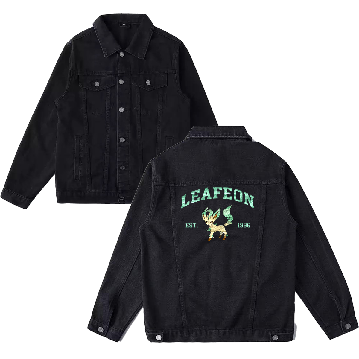 Leafeon Exquisite & Unique Fashion Embroidered Denim Jacket,with Pet Embroidery Design on Back,Trendy Denim Coat for Fans,J11