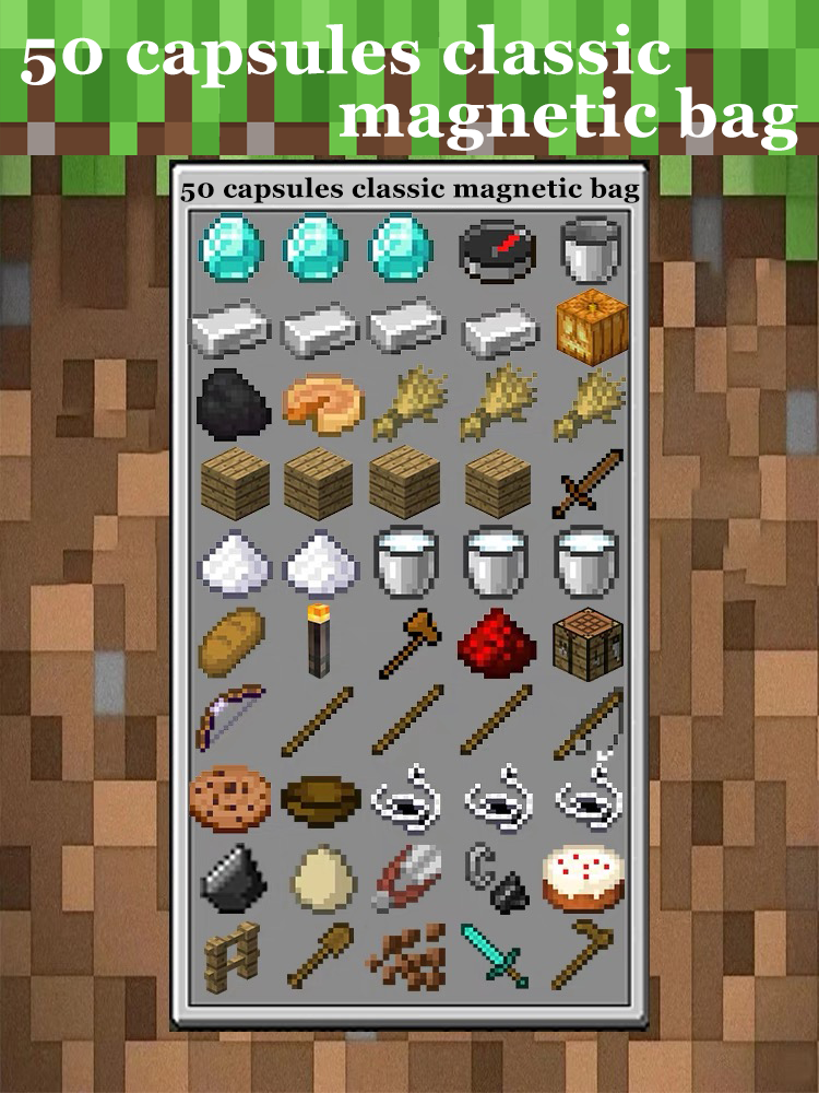 Minecraft Fridge Magnet Set – Mini Crafting Table,Magnetic Chest,Movable Decoration,Acrylic Pieces and Backpack Accessory,FM01