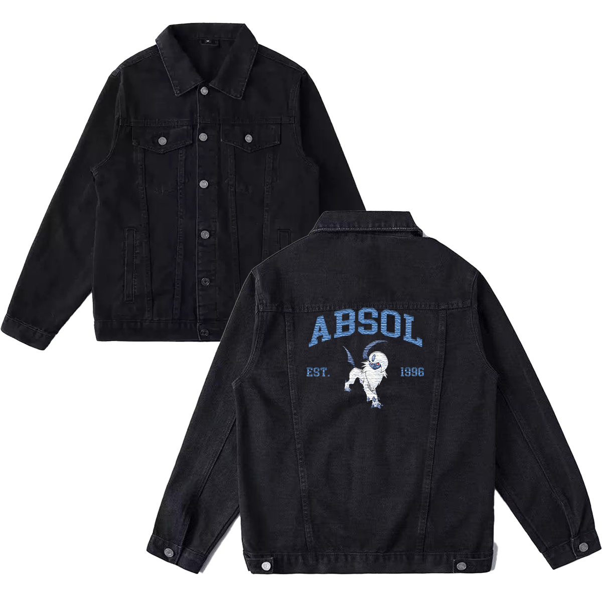 Absol Exquisite & Unique Fashion Embroidered Denim Jacket,with Pet Embroidery Design on Back,Trendy Denim Coat for Fans,J08