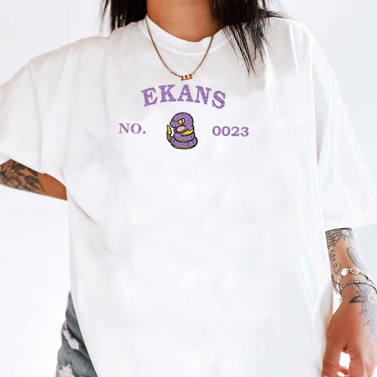 Ekans-Q. Adorable Anime-Themed Embroidered T-Shirt,Crewneck,Hoodie-Trendy Versatile and a Thoughtful Gift for Friends,H-C-1257