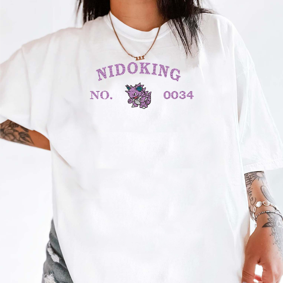 Nidoking-Q. Adorable Anime-Themed Embroidered T-Shirt,Crewneck,Hoodie-Trendy Versatile and a Thoughtful Gift for Friends,H-C-1267