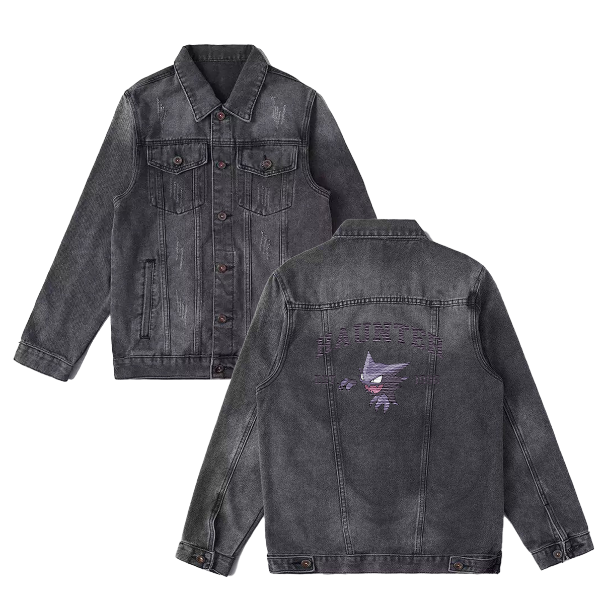 Haunter Exquisite & Unique Fashion Embroidered Denim Jacket,with Pet Embroidery Design on Back,Trendy Denim Coat for Fans,J04