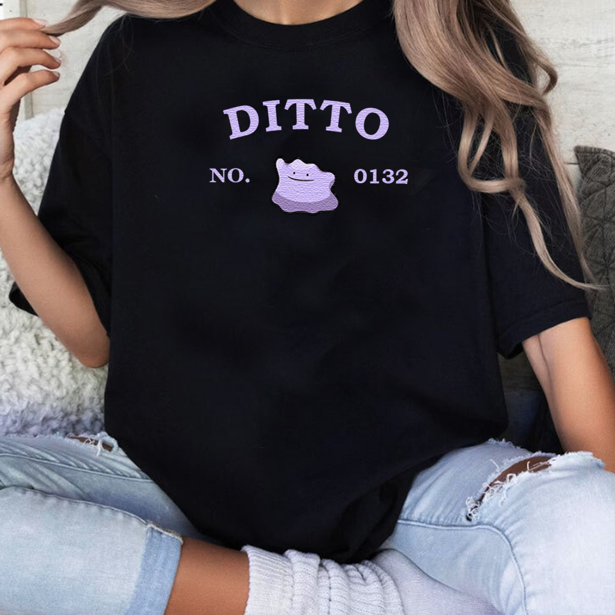 Ditto-Q.Adorable Anime-Themed Embroidered T-Shirt,Crewneck,Hoodie-Trendy Versatile and a Thoughtful Gift for Friends,H-C-1225