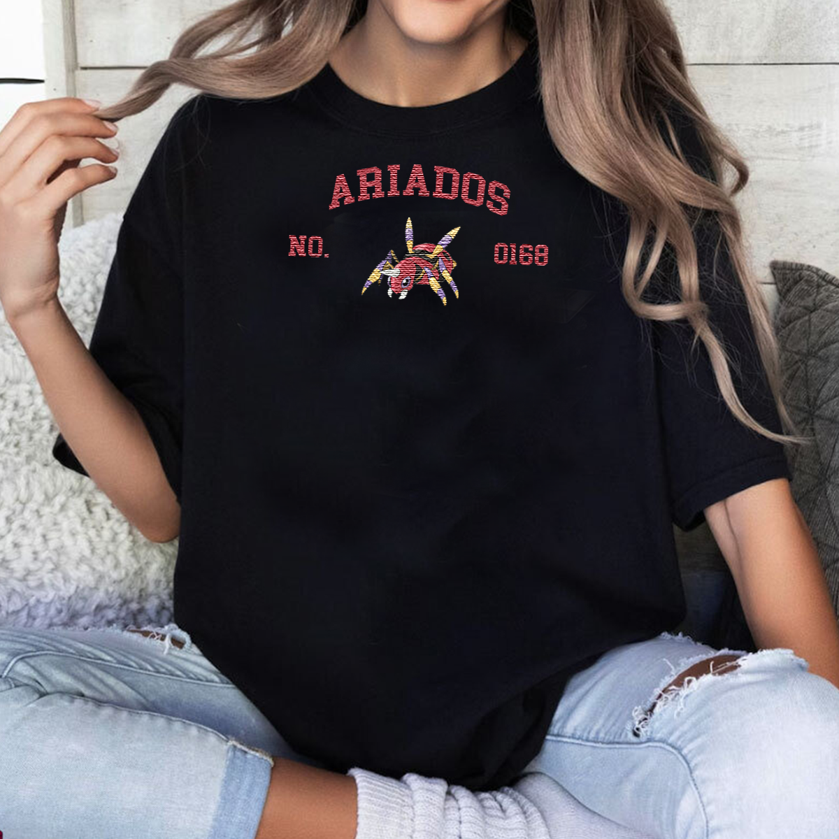 Ariados Adorable Anime-Themed Embroidered T-Shirt,Crewneck,Hoodie-Trendy Versatile and a Thoughtful Gift for Friends,H-C-1316