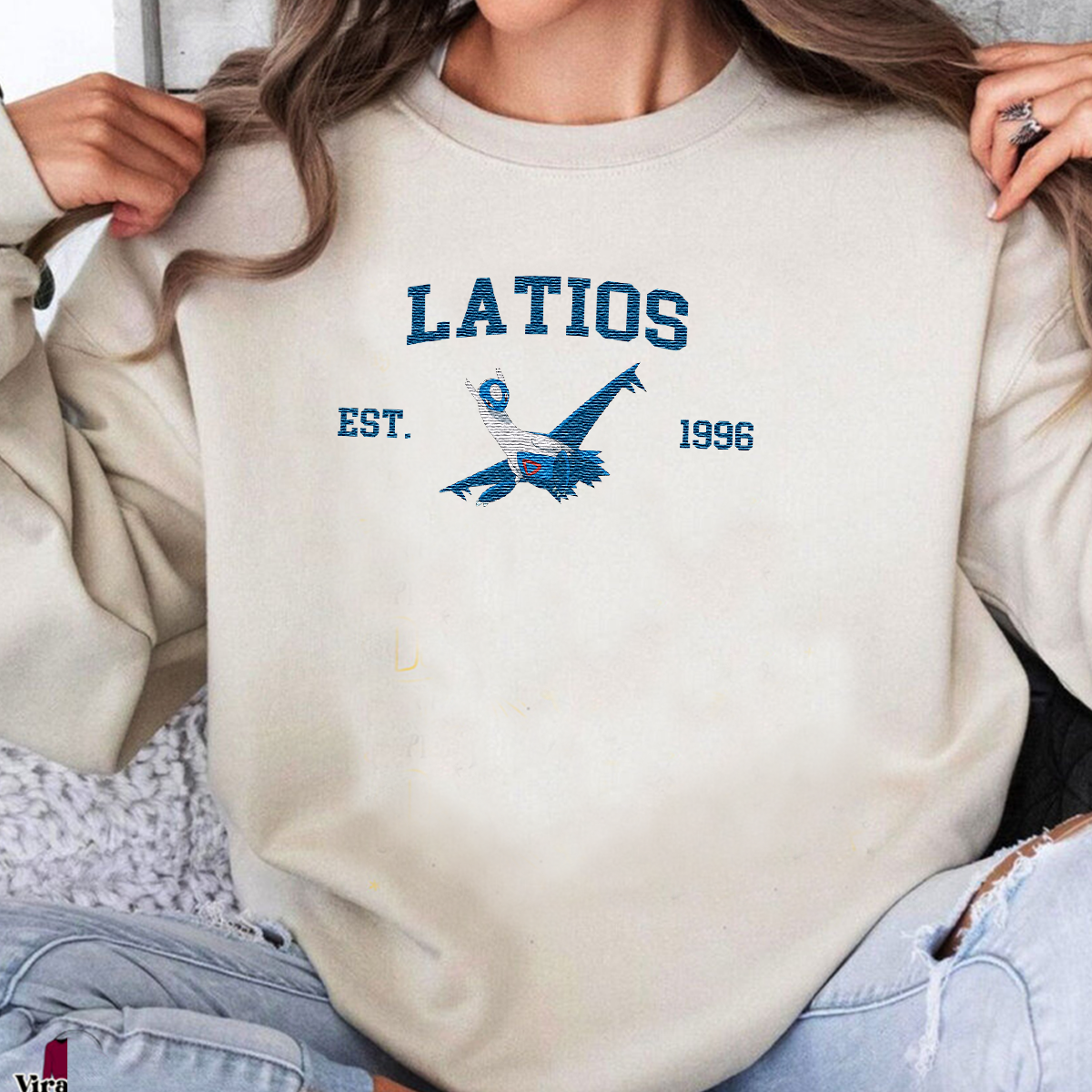 Latios Adorable Anime-Themed Embroidered T-Shirt,Crewneck,Hoodie-Trendy Versatile and a Thoughtful Gift for Friends,H-C-1194
