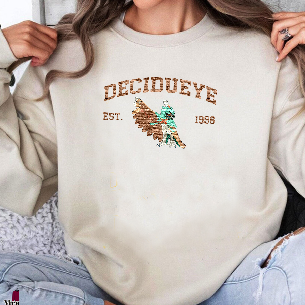 Decidueye Adorable Anime-Themed Embroidered T-Shirt,Crewneck,Hoodie-Trendy Versatile and a Thoughtful Gift for Friends,H-C-1122