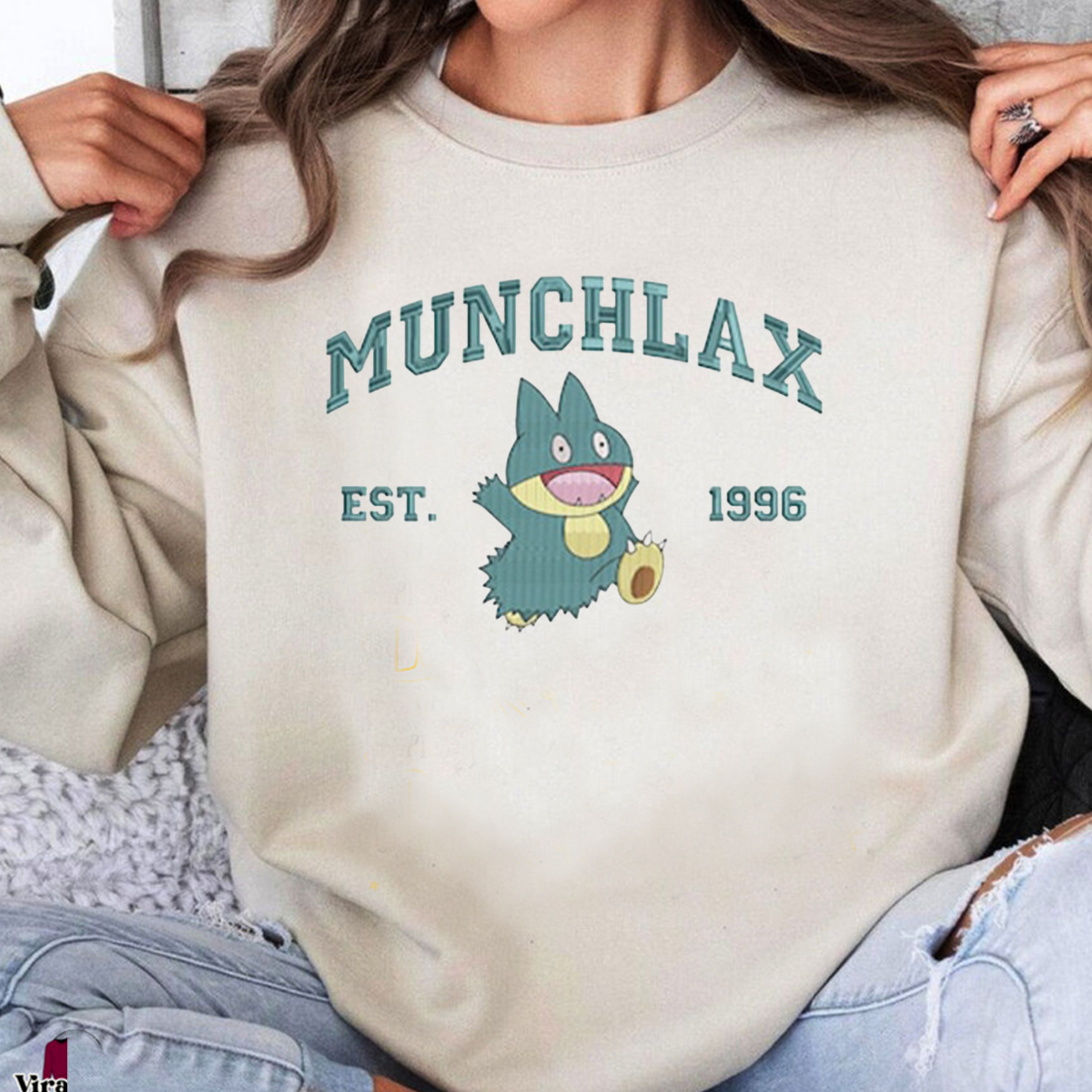 Munchlax Adorable Anime-Themed Embroidered T-Shirt,Crewneck,Hoodie-Trendy Versatile and a Thoughtful Gift for Friends,H-C-850