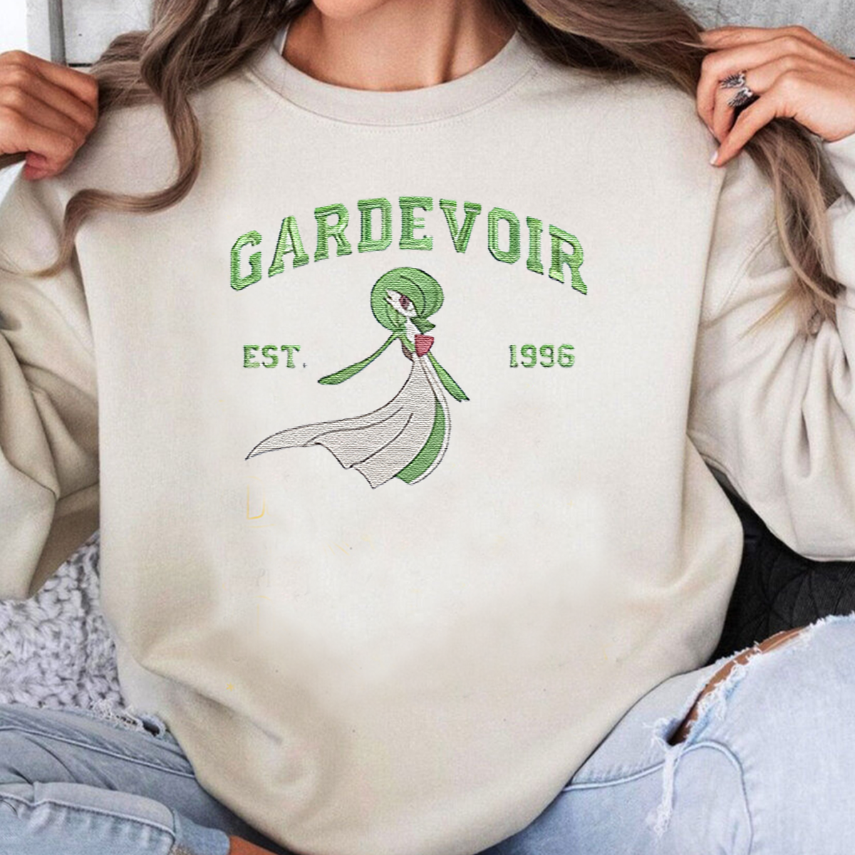 Gardevoir Adorable Anime-Themed Embroidered T-Shirt,Crewneck,Hoodie-Trendy Versatile and a Thoughtful Gift for Friends,H-C-839