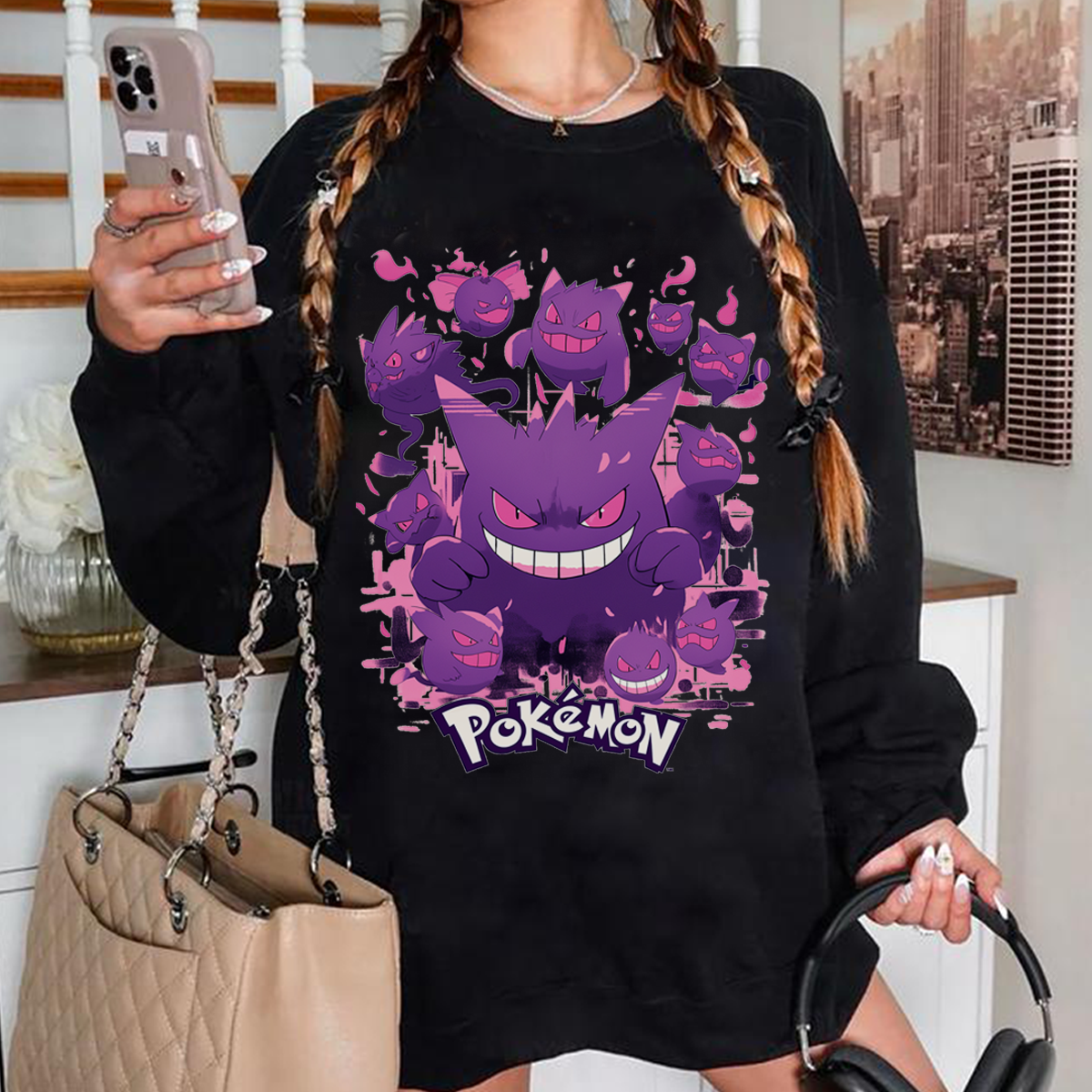 Playful And Mischievous Gengar Characters Anime Unisex T-Shirt,Crewneck,Hoodie,H-C-770