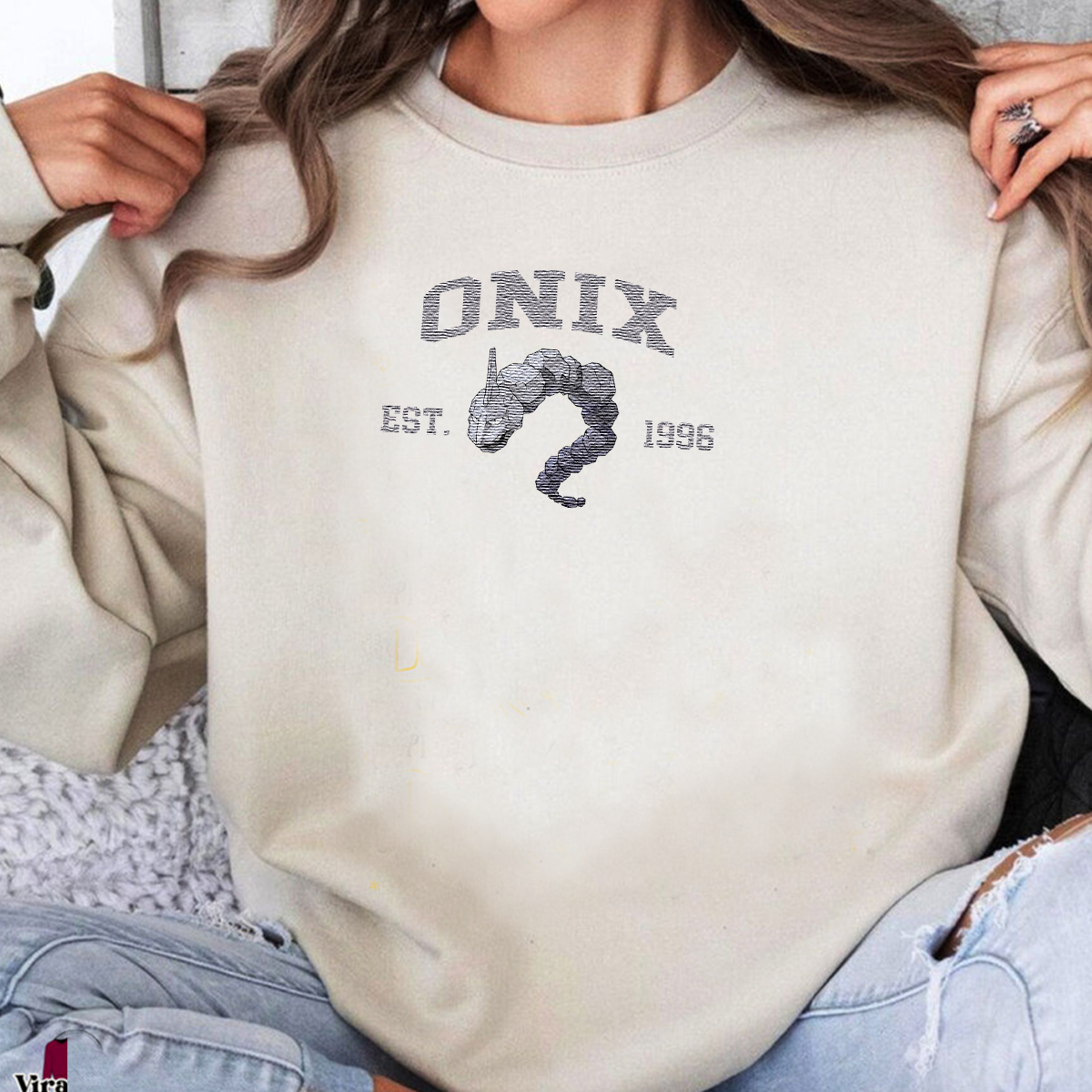 Onix Adorable Anime-Themed Embroidered T-Shirt,Crewneck,Hoodie-Trendy Versatile and a Thoughtful Gift for Friends,H-C-1189