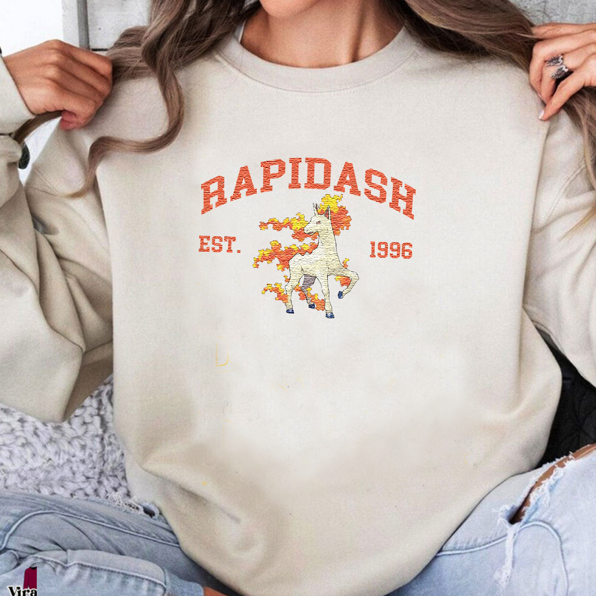 Rapidash Adorable Anime-Themed Embroidered T-Shirt,Crewneck,Hoodie-Trendy Versatile and a Thoughtful Gift for Friends,H-C-1096
