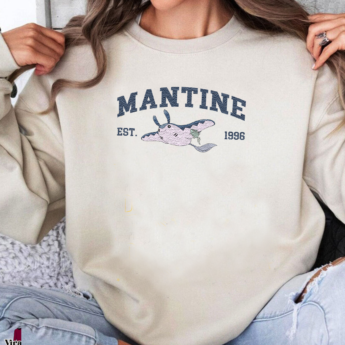 Mantine Adorable Anime-Themed Embroidered T-Shirt,Crewneck,Hoodie-Trendy Versatile and a Thoughtful Gift for Friends,H-C-1129