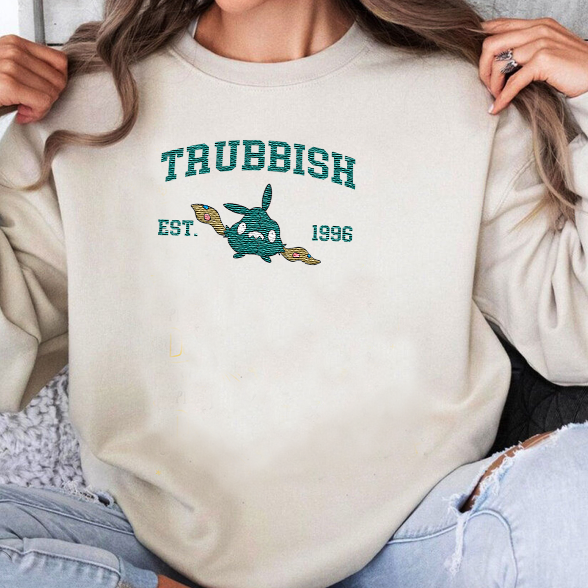Trubbish Adorable Anime-Themed Embroidered T-Shirt,Crewneck,Hoodie-Trendy Versatile and a Thoughtful Gift for Friends,H-C-1187