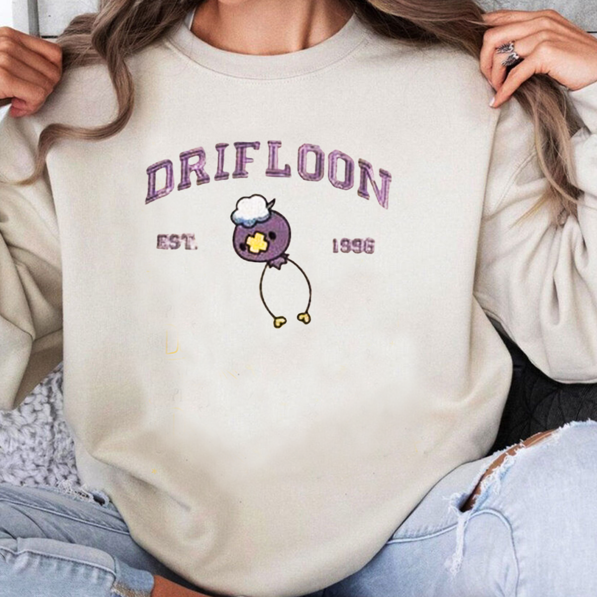 Drifloon Adorable Anime-Themed Embroidered T-Shirt,Crewneck,Hoodie-Trendy Versatile and a Thoughtful Gift for Friends,H-C-718