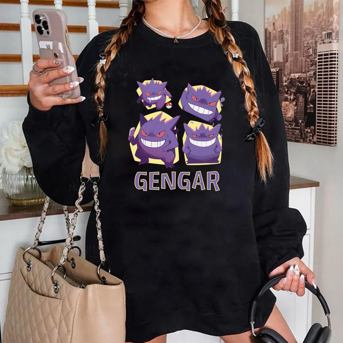 Playful And Mischievous Gengar Characters Anime Unisex T-Shirt,Crewneck,Hoodie,H-C-771