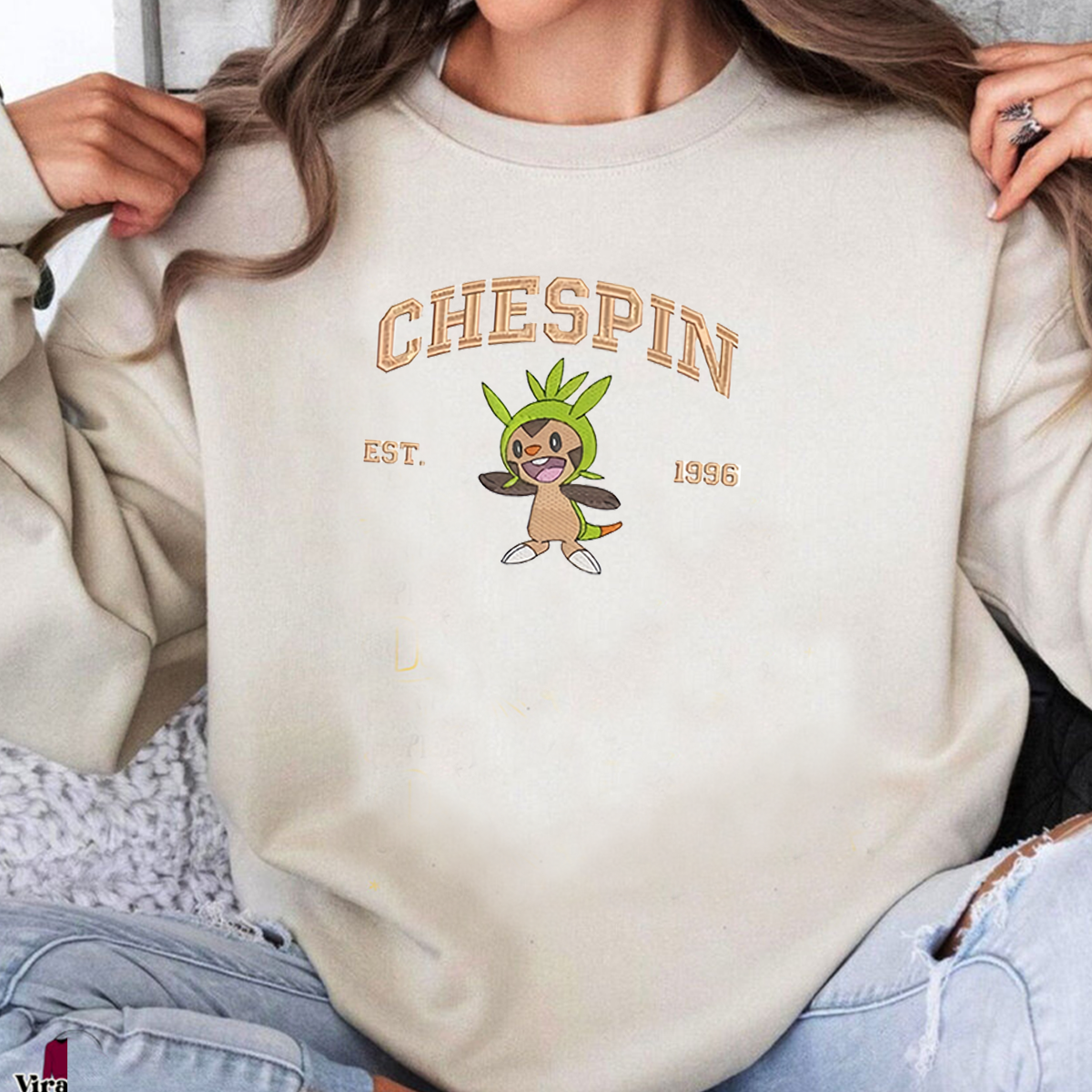 Chespin Adorable Anime-Themed Embroidered T-Shirt,Crewneck,Hoodie-Trendy Versatile and a Thoughtful Gift for Friends,H-C-993