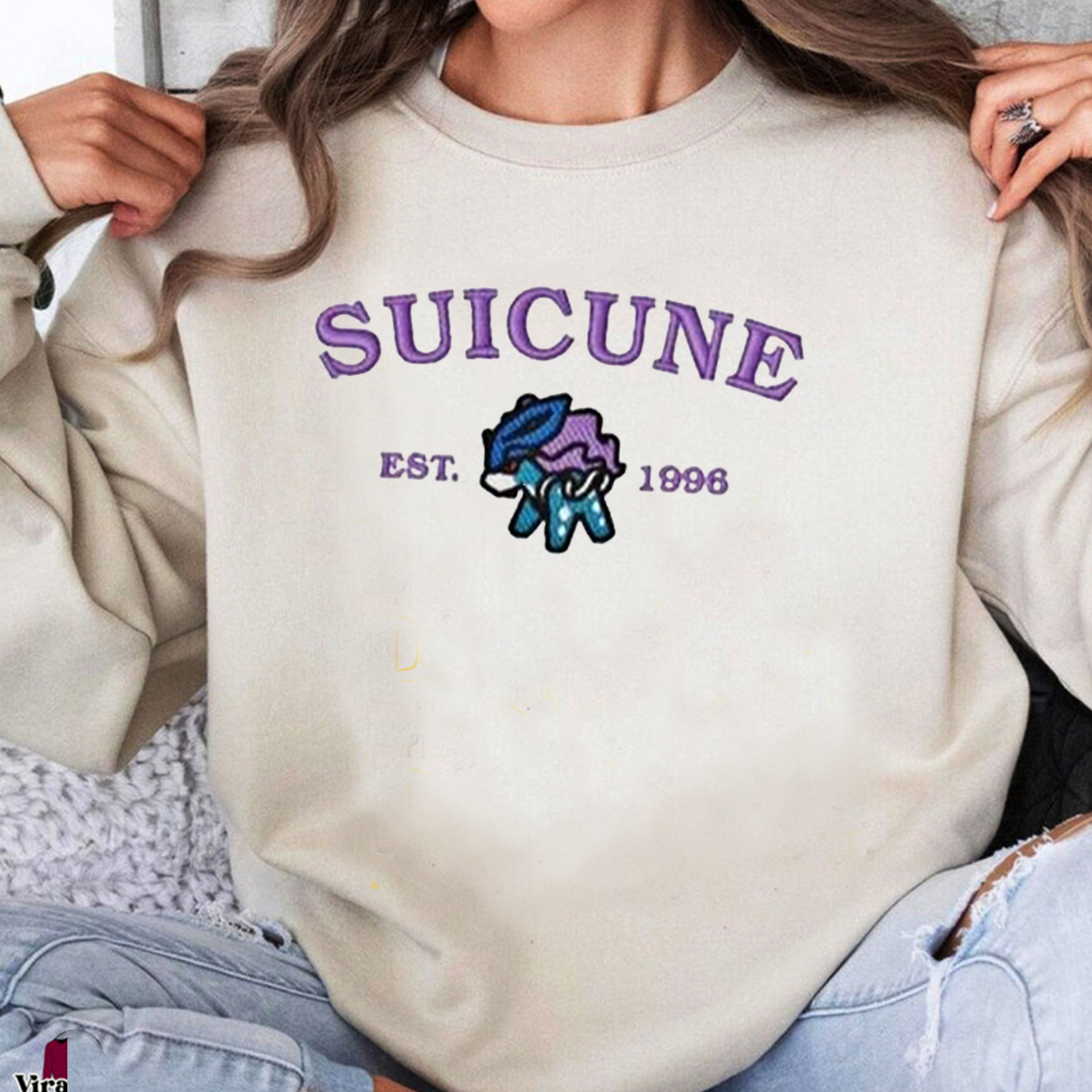 Suicune-Q. Adorable Anime-Themed Embroidered T-Shirt,Crewneck,Hoodie-Trendy Versatile and a Thoughtful Gift for Friends,H-C-944